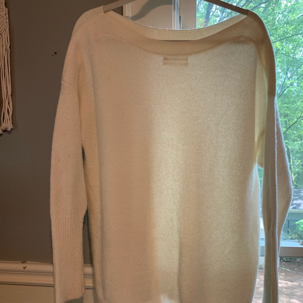 Wide neck white sweater